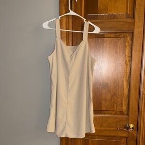 Elegant Beige Sleeveless Dress